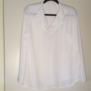 NWOT Stylish White Blouse With Layered Collar